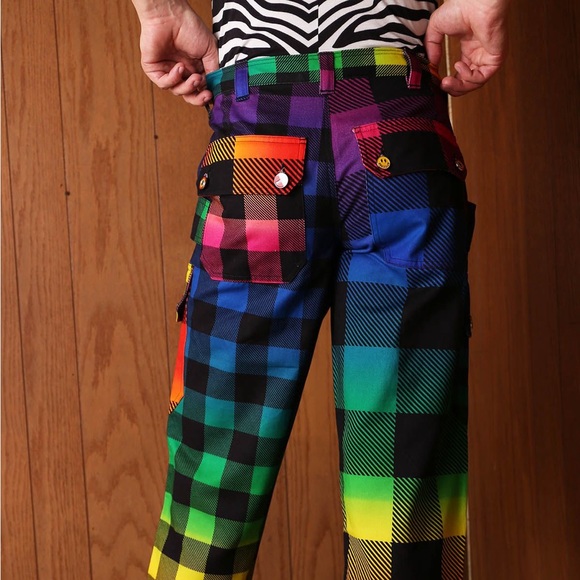 [NEW] MEN’S RAINBOW GINGHAM CARGO PANT SIZE 36 - Picture 5 of 6